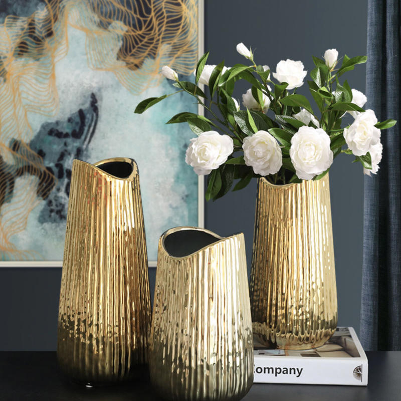 セラミックゴールドフラワーベース M Raffinato