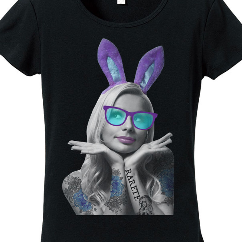 Rarete ラルテ バニー タトゥー サングラス Tシャツ ブラック 星柄 S