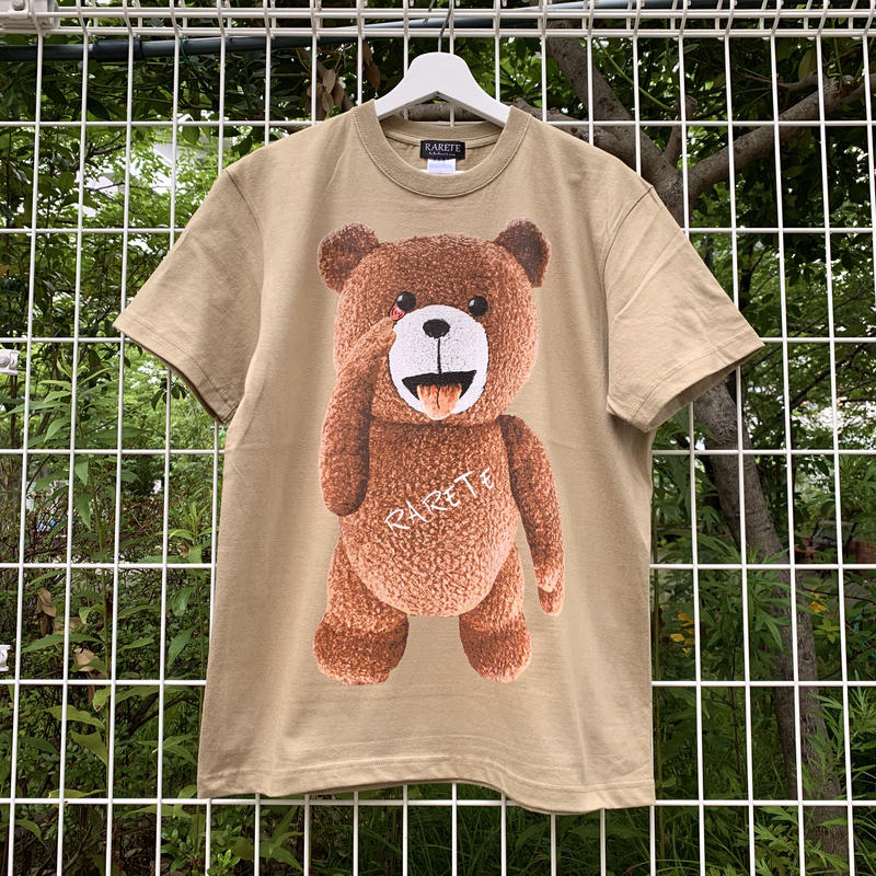 Rarete ラルテ テディベア あっかんベー 茶色 Tシャツ サンドカーキー