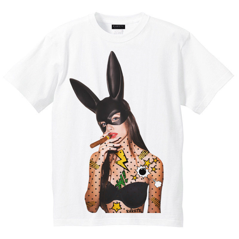 Rarete ラルテ バニー 葉巻 アメコミ Tシャツ ホワイト Rarete