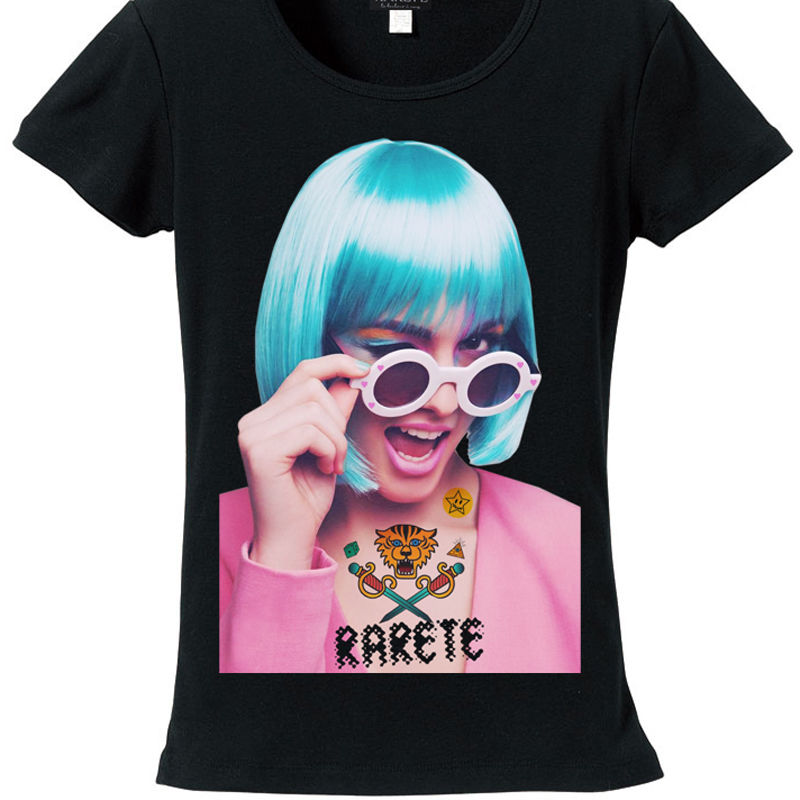 Rarete ラルテ ウインク サングラス Girl Tシャツ ブラック 星柄 St