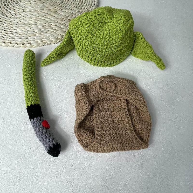 即納 新生児 かぎ編み コスチューム ヨーダ ライトセーバーset 海外 セレクト