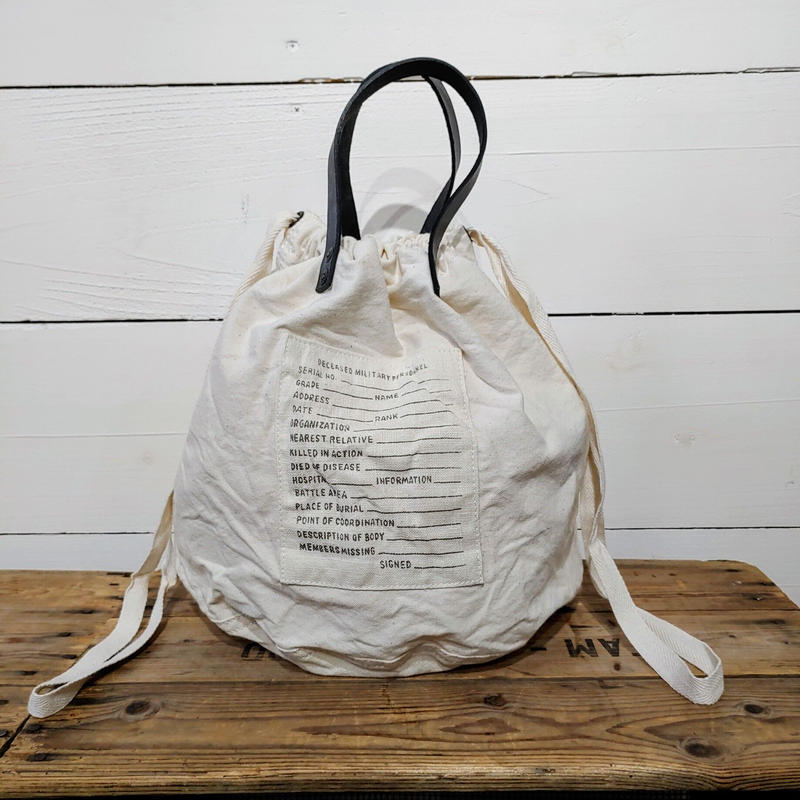 革持ち手巾着バッグ 生成り Redbeans