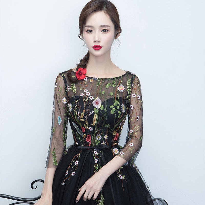 大人上品 花柄 刺繍 ドレス 結婚式 パーティードレス ワンピース Reflet