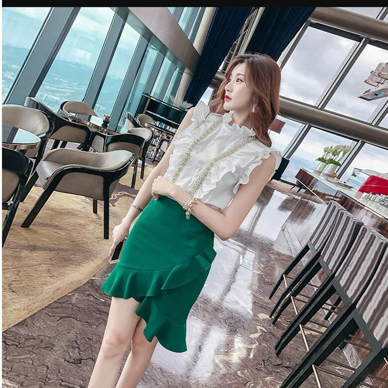 タイトスカート フリル スリーブ オルチャン 結婚式 お呼ばれ キャバ パーティー ドレス