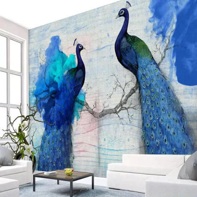 ３d 壁紙 1ピース 1 青い孔雀 ピーコック インテリア装飾 寝室 リビング 客室 豪華