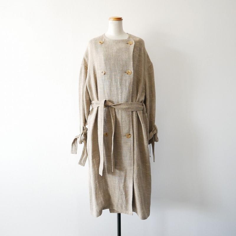 19 Saqui リネン ノーカラートレンチコート 06 0524