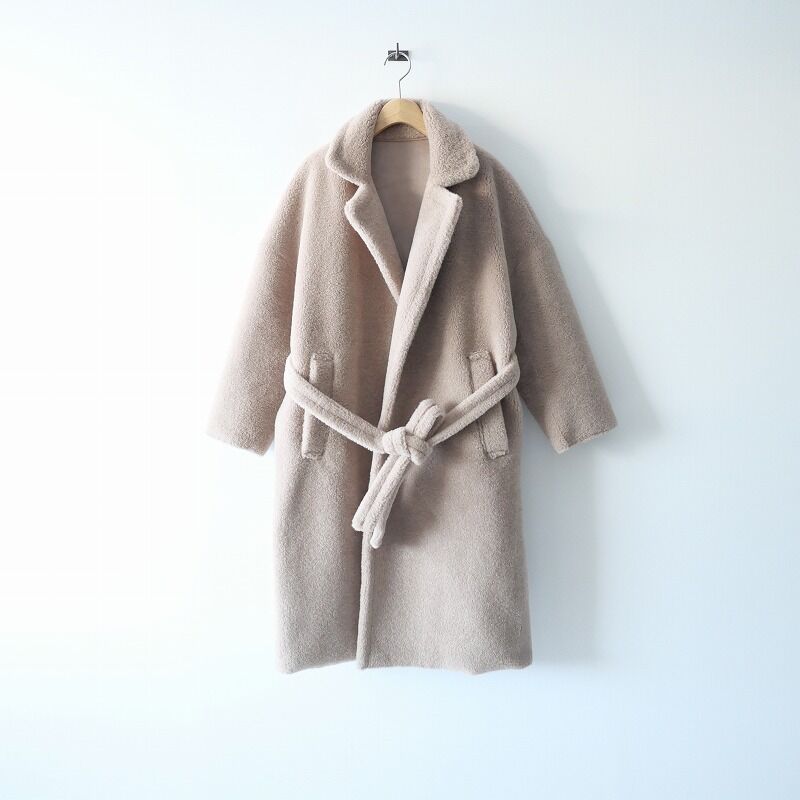 スタニングルアー ノーカラー リアルムートンコート えんじ色 小さめL スタニングルアー ノーカラー リアルムートンコート えんじ色