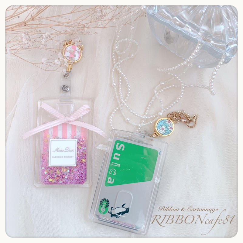 キラキラゆらゆらperfume型 パスケース ピンクストライプ柄 Ribboncafe81 キラキラゆらゆらperfume型 パスケース ピンクストライプ柄 Ribboncafe81
