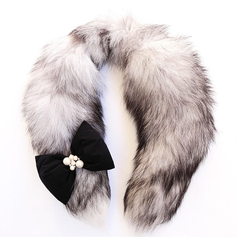 送料無料 リボン付きファーマフラー 北欧産sagaブルーフロストフォックス Ribbon