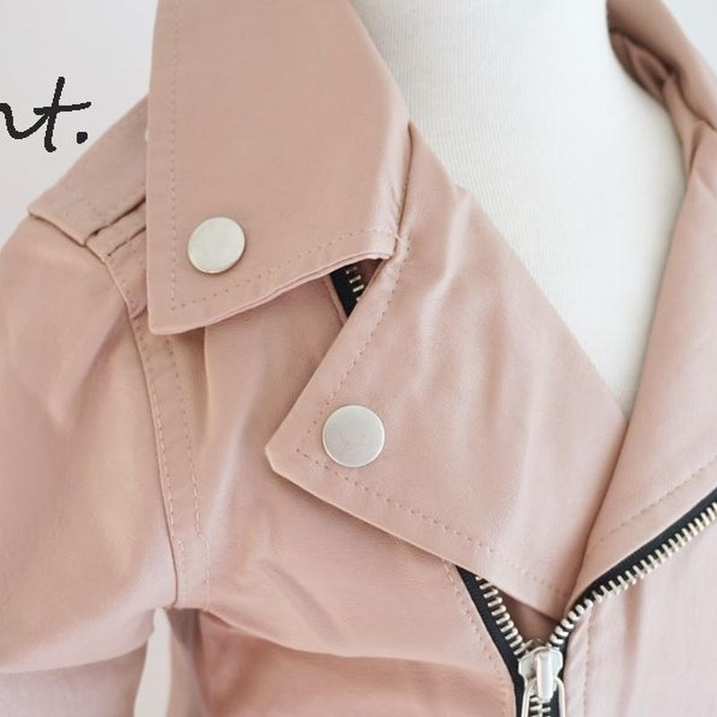 ラスト２点 トリミングライダースジャケット ピンク 90 110 Rint