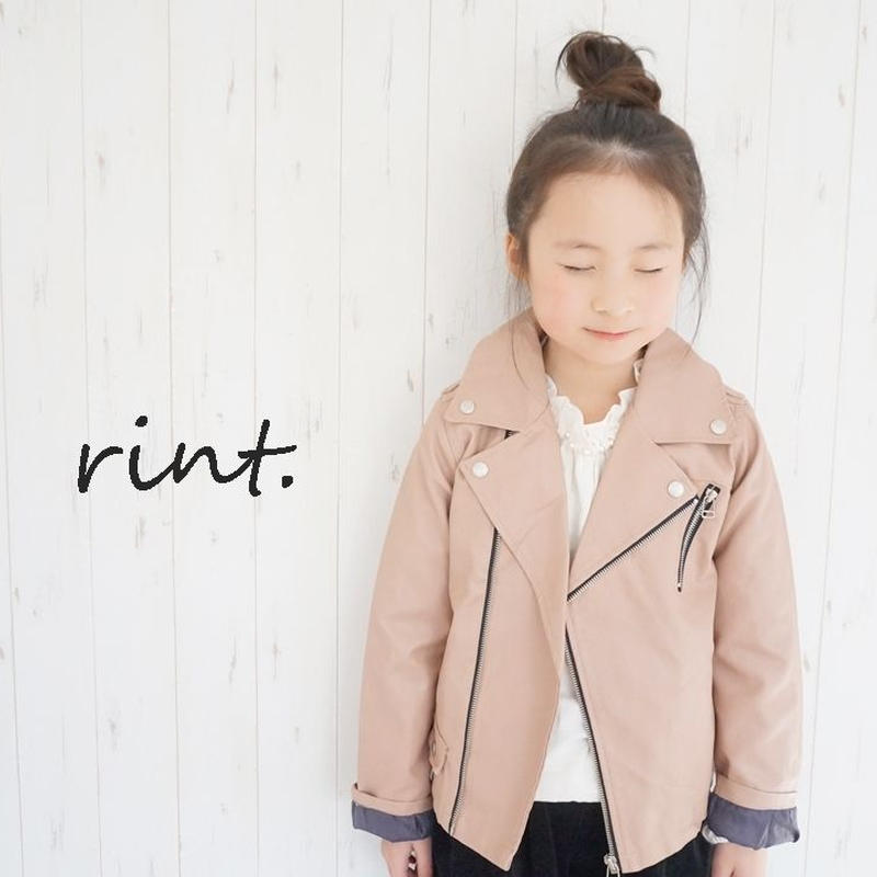 ラスト２点 トリミングライダースジャケット ピンク 90 110 Rint