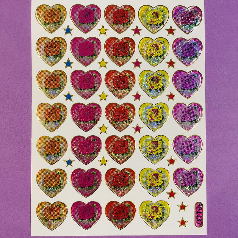 ハートの中に薔薇 シール Rose Inside Heart Sticker Riri M