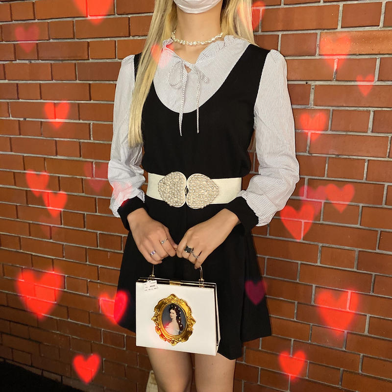 ピンストライプブラウスドッキングワンピース Romantic Standard ロマンティ