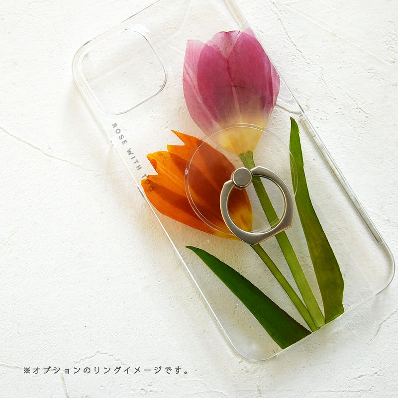 Iphone 押し花スマホケース 2126 3 Orange Pink 押し花