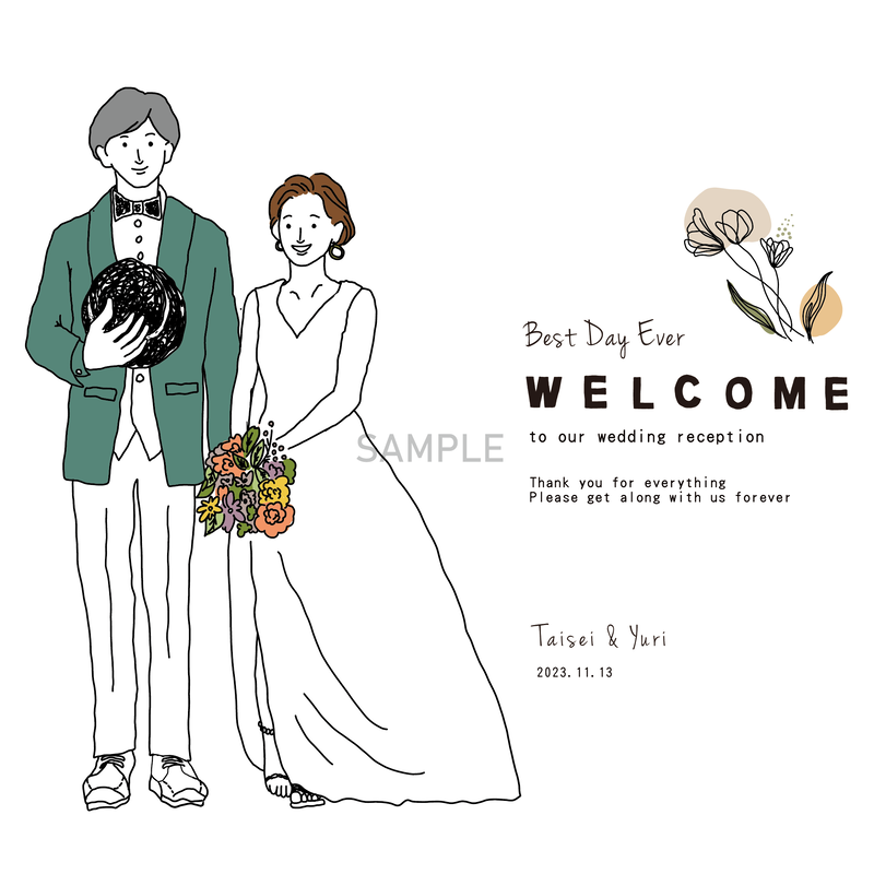 ウエディング似顔絵イラスト データ納品 Rusticsign