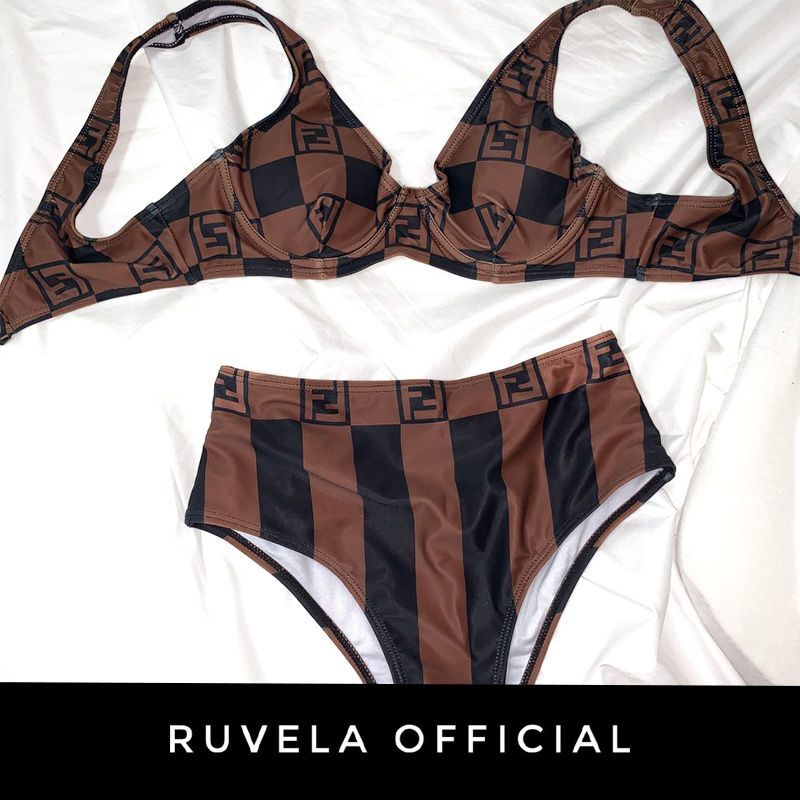 数量限定 大人気 Fendiパロディロゴ ビキニ ブラジリアン ハイウエスト 水着 Ruv