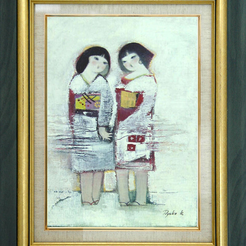絵画インテリア 額付( 白 ) 油絵 F4-071820 人物 女の子 スケート 絵画インテリア 額付( 白 ) 油絵 F4-071820 人物 女の子