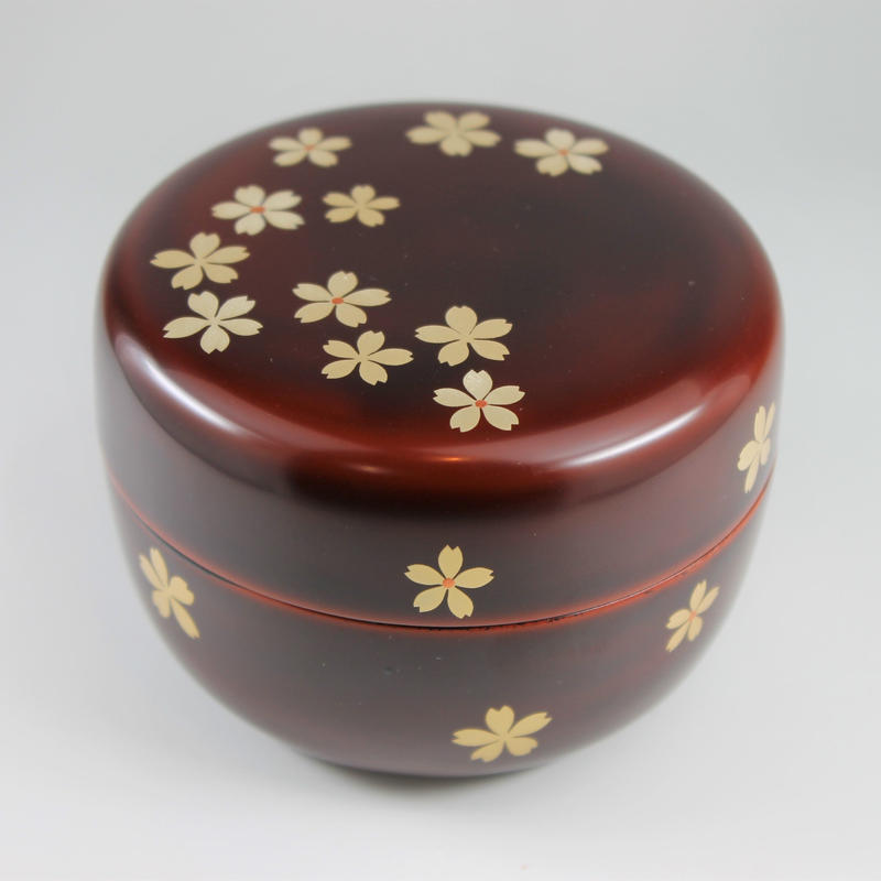 岡本陽斎作 溜塗桜平棗【新品】 | 龍門堂