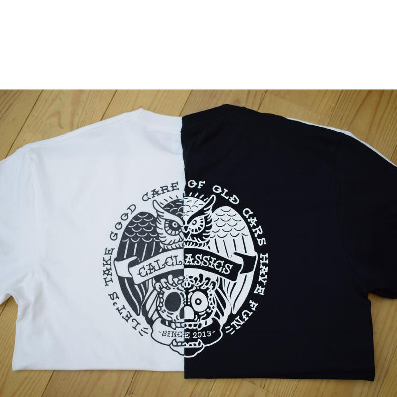 イラストロゴtシャツ 黒 Cal Classics