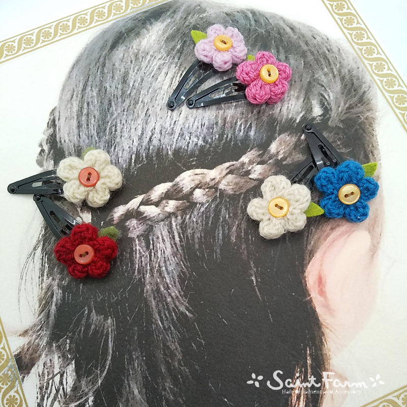 リリアン花ヘアピン 青 ベージュ Saintfarm セント ファーム