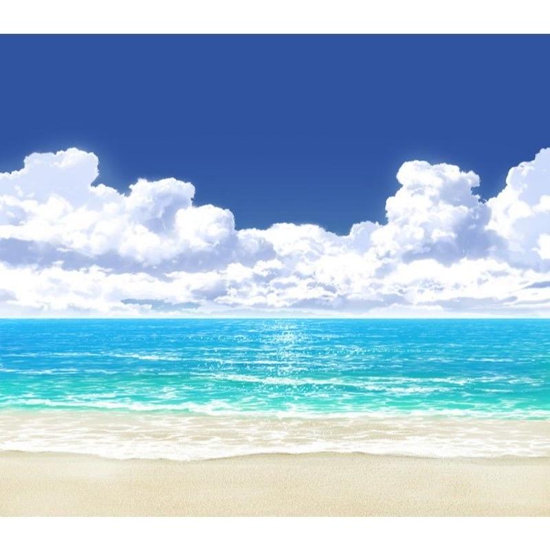 イラスト背景 合作 時差入道雲05 海07 彩玉のpsd背景素材shop