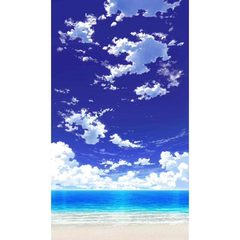 イラスト背景 合作 青空 縦pan用01 海08 彩玉のpsd背景素材shop