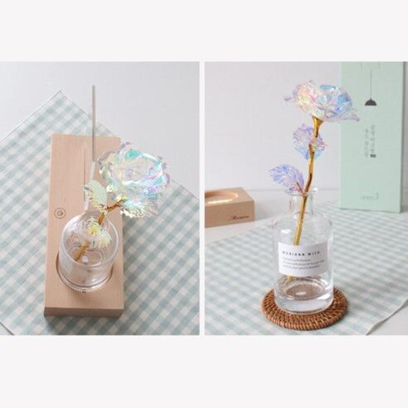 韓国雑貨 ハングル文言アクリル照明 ホログラム花 花瓶 Salang Mode