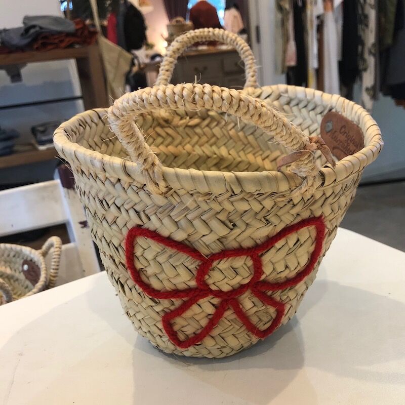 Original Marrakech カゴバッグ リボン 赤 フロントハンドル 小物入れ イン