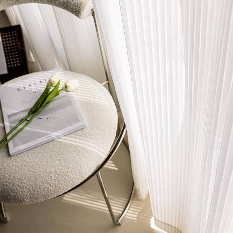ホワイトストライプレースカーテン 130cm 100cm Salt 北欧インテリア雑
