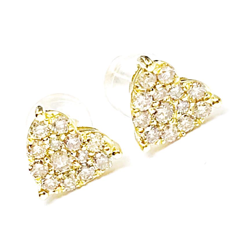 計0.40ct 天然ダイヤモンド ハート型 K18 パヴェピアス | sanlemojewelry