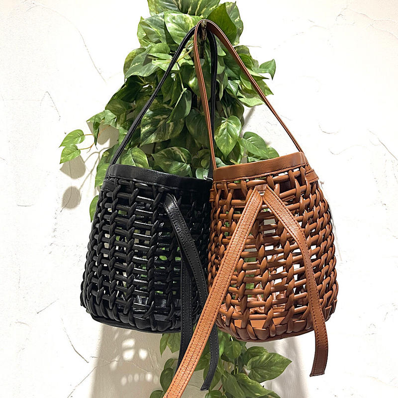 公式の店舗 ラドロー ウーブンレザーバスケット かごバッグ - abacus