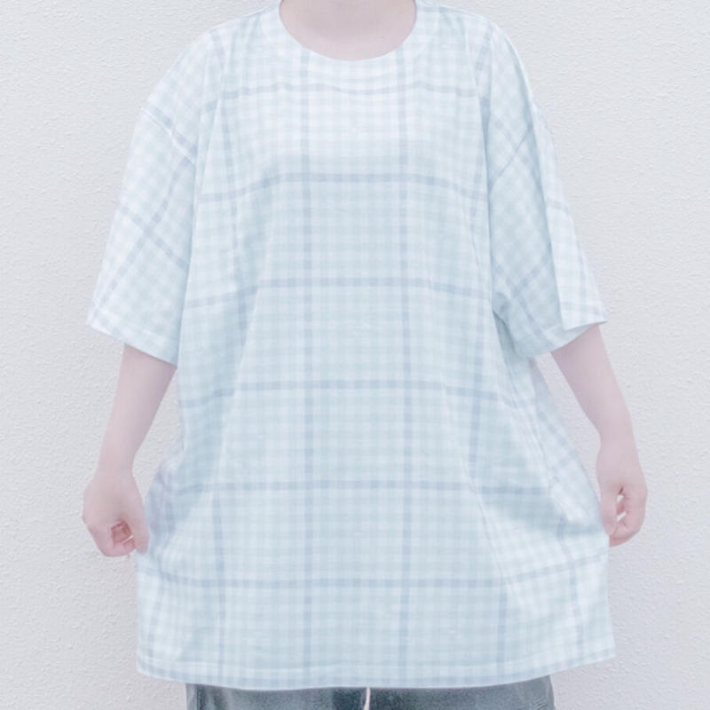 即納 リボンギンガムチェックtシャツ Mint Green Satoi