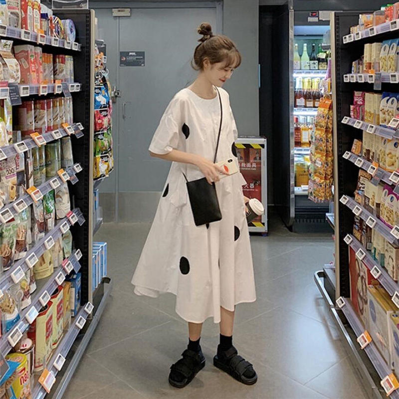 絶賛の衣装 韓国ファッション 婦人服 Sweet系 大きいサイズ ドット ゆったりする 半袖 絶賛の衣装 韓国ファッション 婦人服 Sweet系 大きいサイズ ドット ゆったりする 半袖