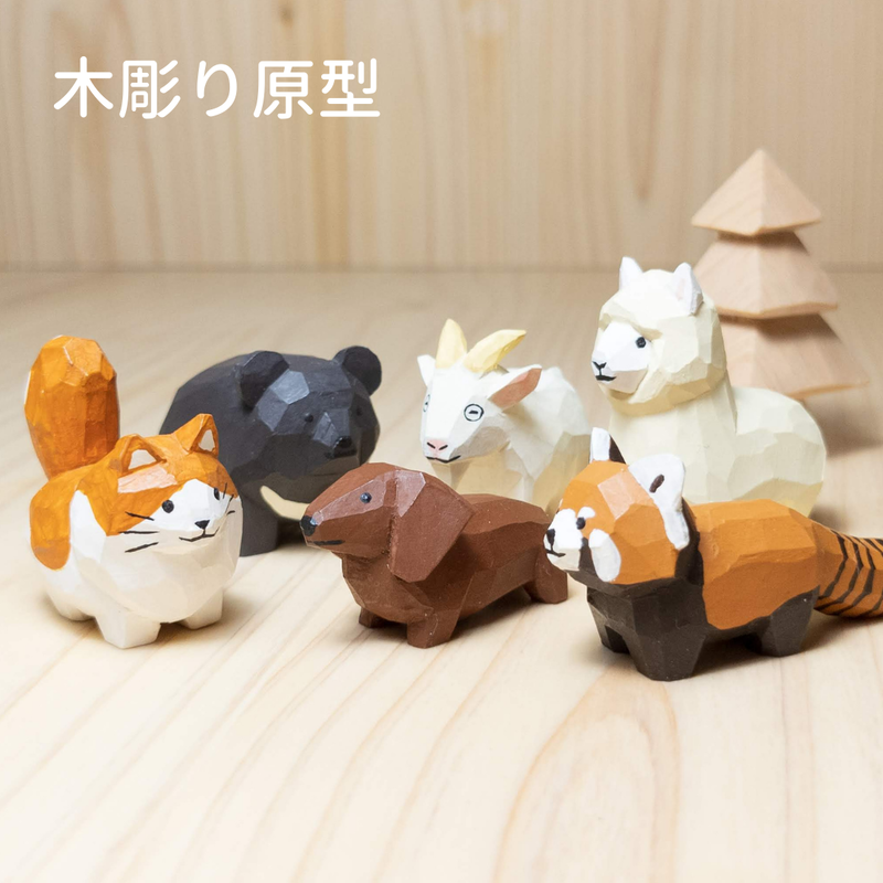 木彫り動物　7体 木彫り動物 7体