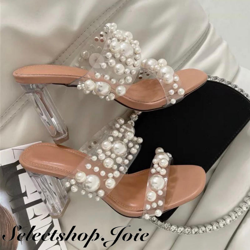 ヒール高さ2種類 ボリュームパール クリアサンダル Selectshop Joie