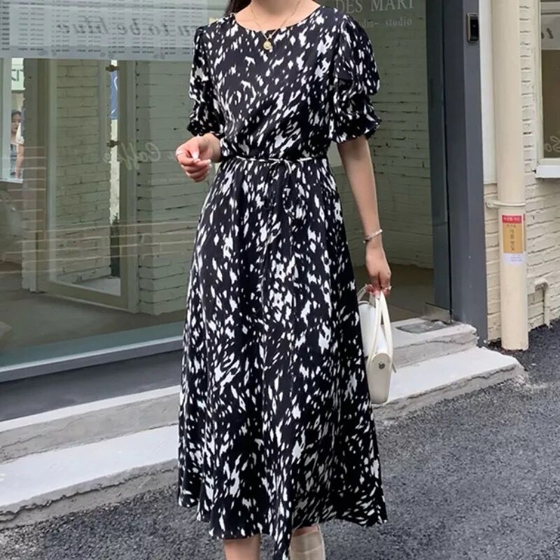 パフスリーブ モノクロモダンワンピース 2色展開 Selectshop Joie