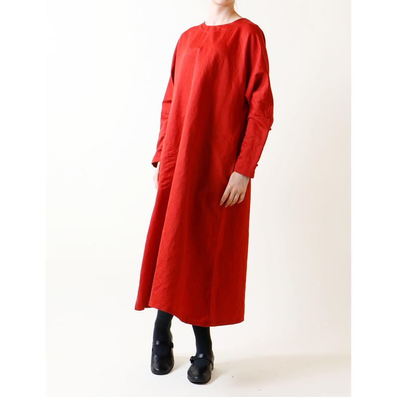 ピースマコットン フレンチリネン プルオーバーワンピース レッド Select Shop
