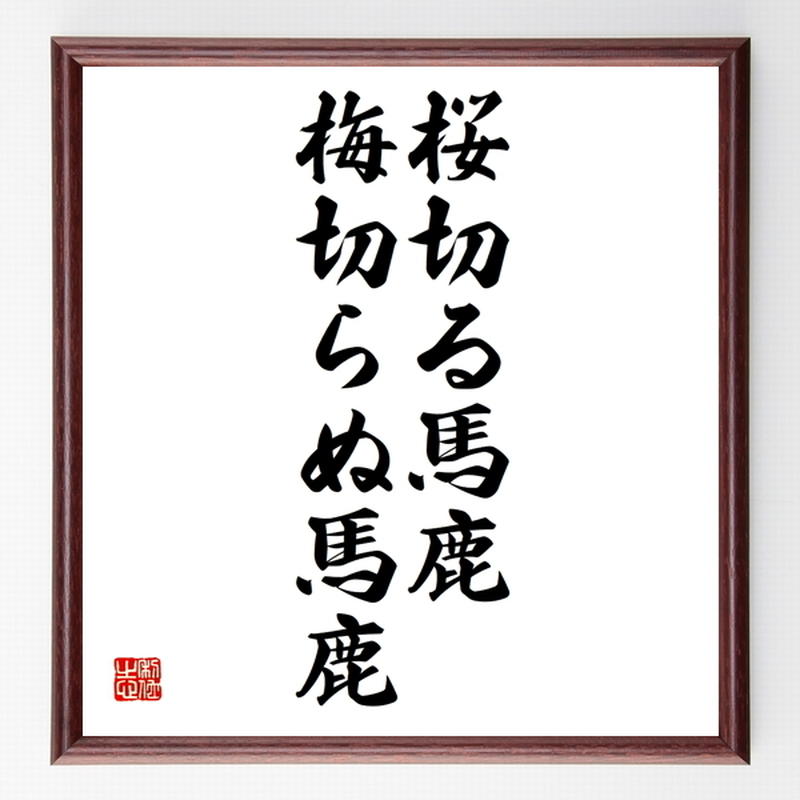 名言色紙 桜切る馬鹿 梅切らぬ馬鹿 額付き 受注後制作 Z4161 名言色紙 千言堂 名言色紙 桜切る馬鹿 梅切らぬ馬鹿 額付き 受注後制作 Z4161 名言色紙 千言堂