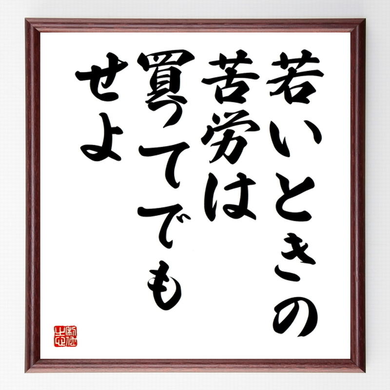 名言色紙 若いときの苦労は買ってでもせよ 額付き 受注後制作 Z4546 名言色紙 千言堂