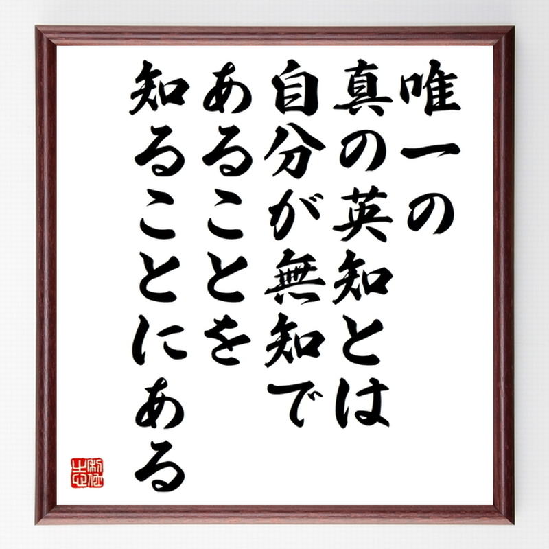 名言色紙 唯一の真の英知とは 自分 ソクラテス 額付き 受注後制作 Z3745 名言色紙