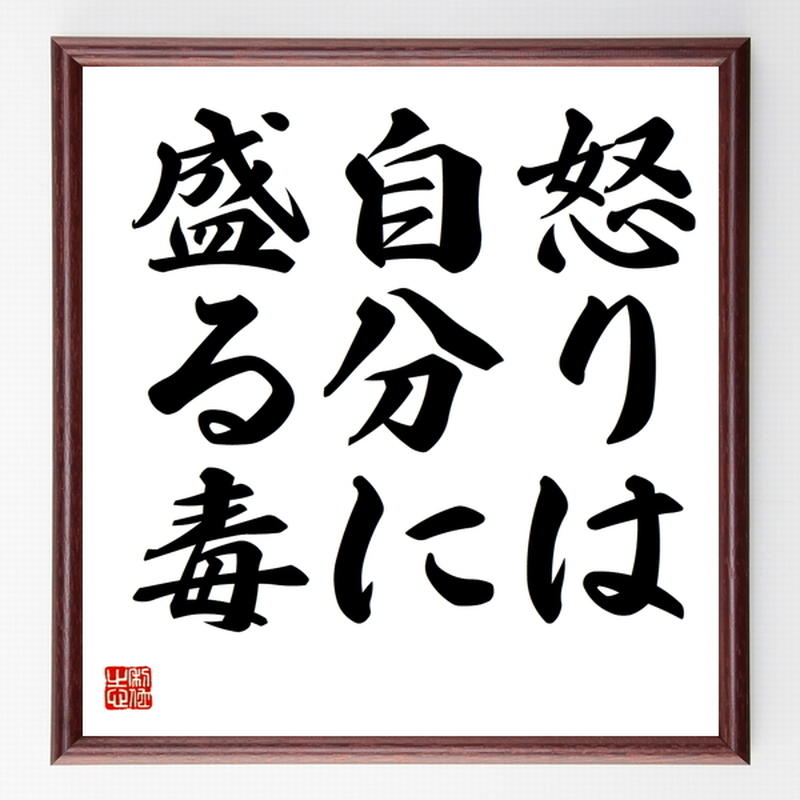 名言色紙 怒りは自分に盛る毒 額付き 受注後制作 Z3464 名言色紙 千言堂