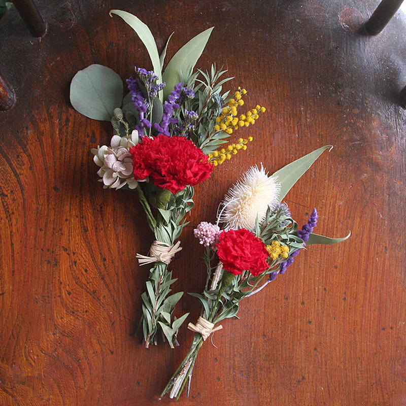 ドライフラワー プリザーブドフラワーミニブーケ ミニカーネーション Sevenorange