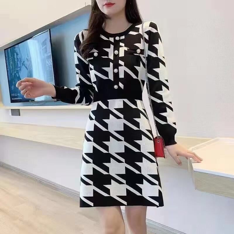 千鳥柄ニットワンピース Shake Shake