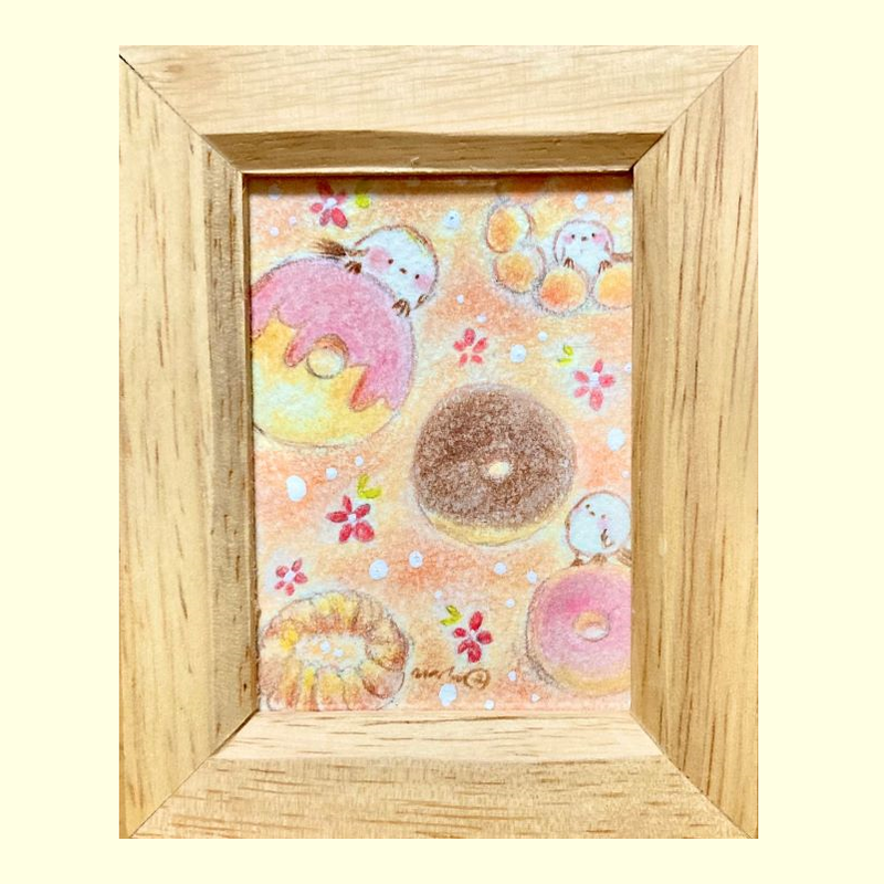 額装絵画 ドーナツとシマエナガさん まりも 新作の嵐ストア