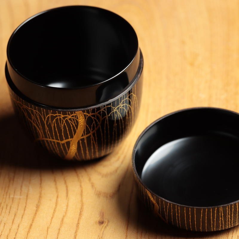 状態良好　田崎昭一郎作品　千鳥蒔絵平棗　天然木　漆器 状態良好 田崎昭一郎作品 千鳥蒔絵平棗 天然木 漆器 工芸品