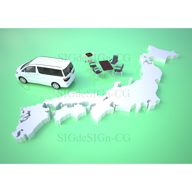 日本地図 旅 ミニバンとキャンプ Sigdesign Cg シグデザインcg素材画像制作販売