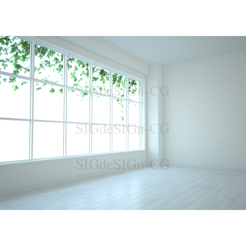 窓越しに蔦が見えるインテリア 斜め Sigdesign Cg シグデザインcg素材画像制