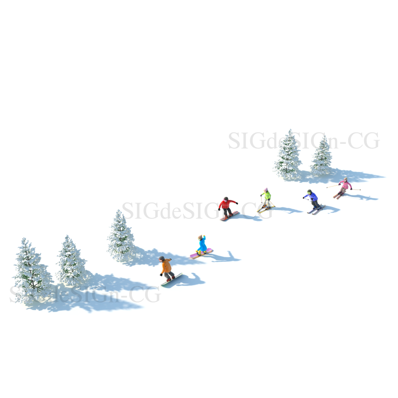 ゲレンデコミカル 俯瞰 白地 横 Sigdesign Cg シグデザインcg素材画像制作販売