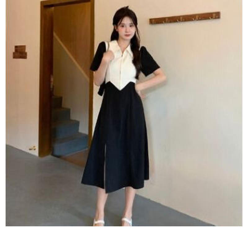 新作 韓国製 ワンピース ひざ丈ワンピース